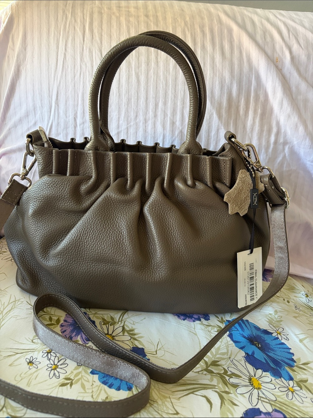 Danier Women's Gathered Top Handle Leather Satchel - Taupe